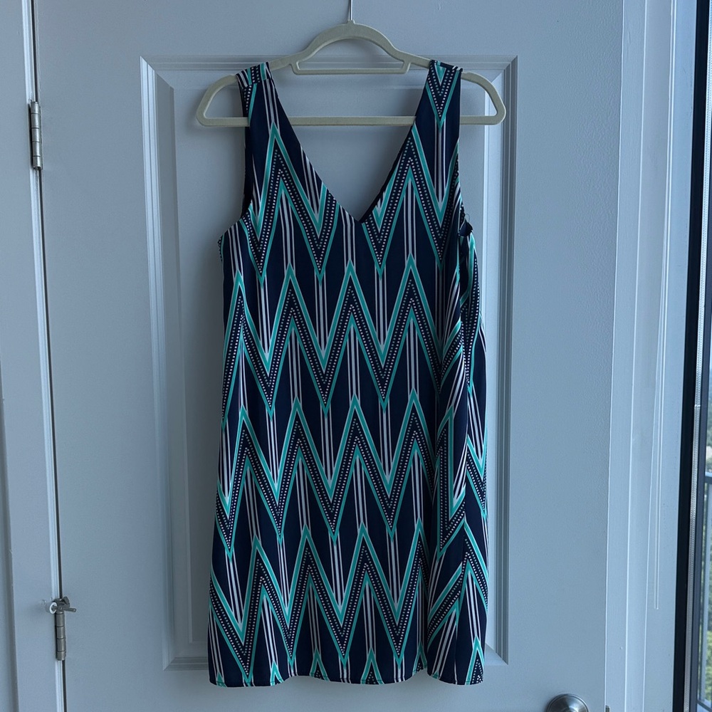Everly Teal and Black Zigzag Mini Dress